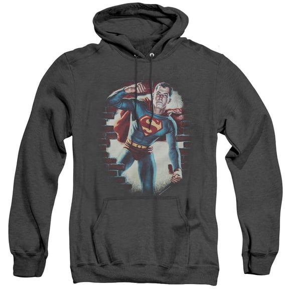 Superman Vintage Steel Adult Heather Hoodie Sweatshirt Black