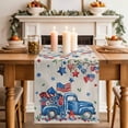 thumbnail image 2 of Table Runner 48 Inches Long for Kitchen Dining, Independence Day Dresser Scarf Farmhouse, Dining Table Decorations for Wedding/Parties, Farmhouse American Flag Truck Star Burlap 13 x 48 In, 2 of 8