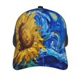 thumbnail image 3 of Zufioo Whimsical Sunflowers Night Sky Print Mesh Baseball Cap, Adjustable Sport Travel Hat Accessory for Men and Women, 3 of 7