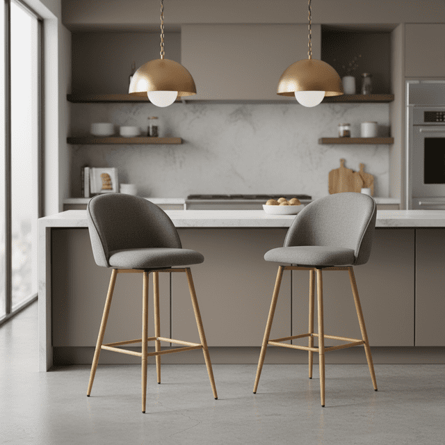 Homy Casa Set of 2 Modern Bar Stool with Fabric Upholstery - 26 in. Seat Height Adjustable Seat for Kitchen Island