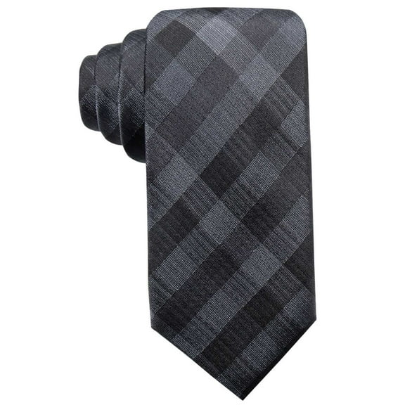 Ryan Seacrest Distinction Men’s Warwick Gingham Slim Silk Ties, Gray