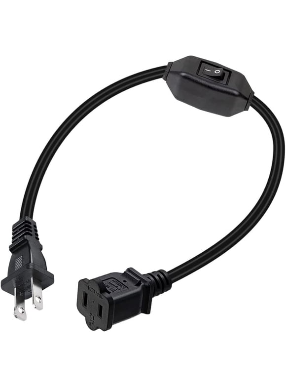6 Ft 3-Prong Extension Power Cord - IEC C13 Connector - For Monitors, TVs, PCs