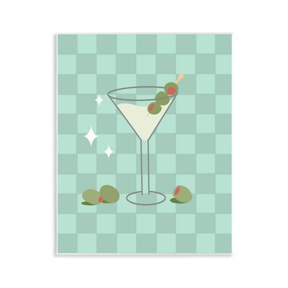 Stupell Industries Checkered Dirty Martini Food & Beverage Painting Unframed Art Print Wall Art, 11 x 14