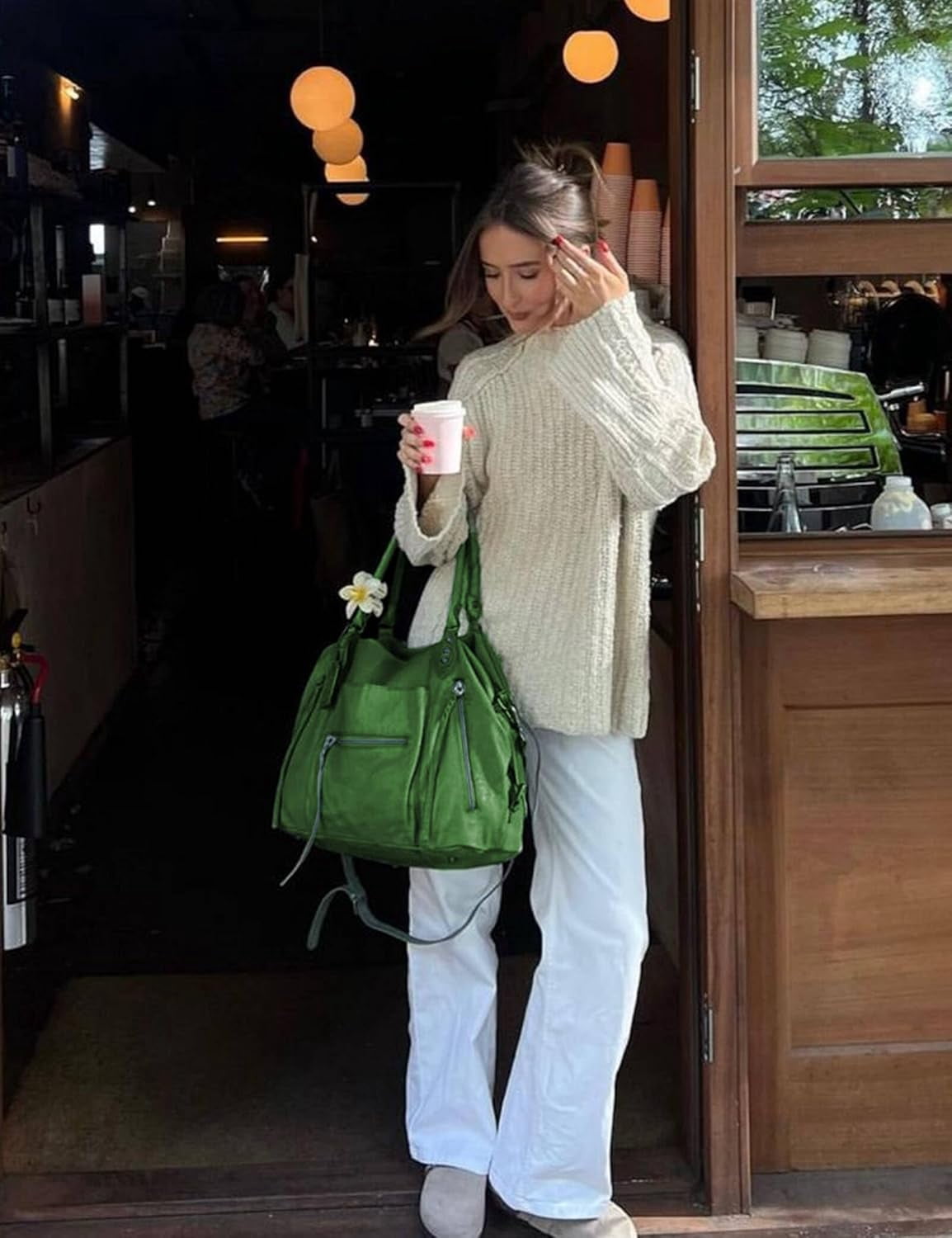 Women's Large Tote Bag City Tote Bag Fall Purse with Zipper Women Vegan Leather Hobo Handbags with Adjustable Strap