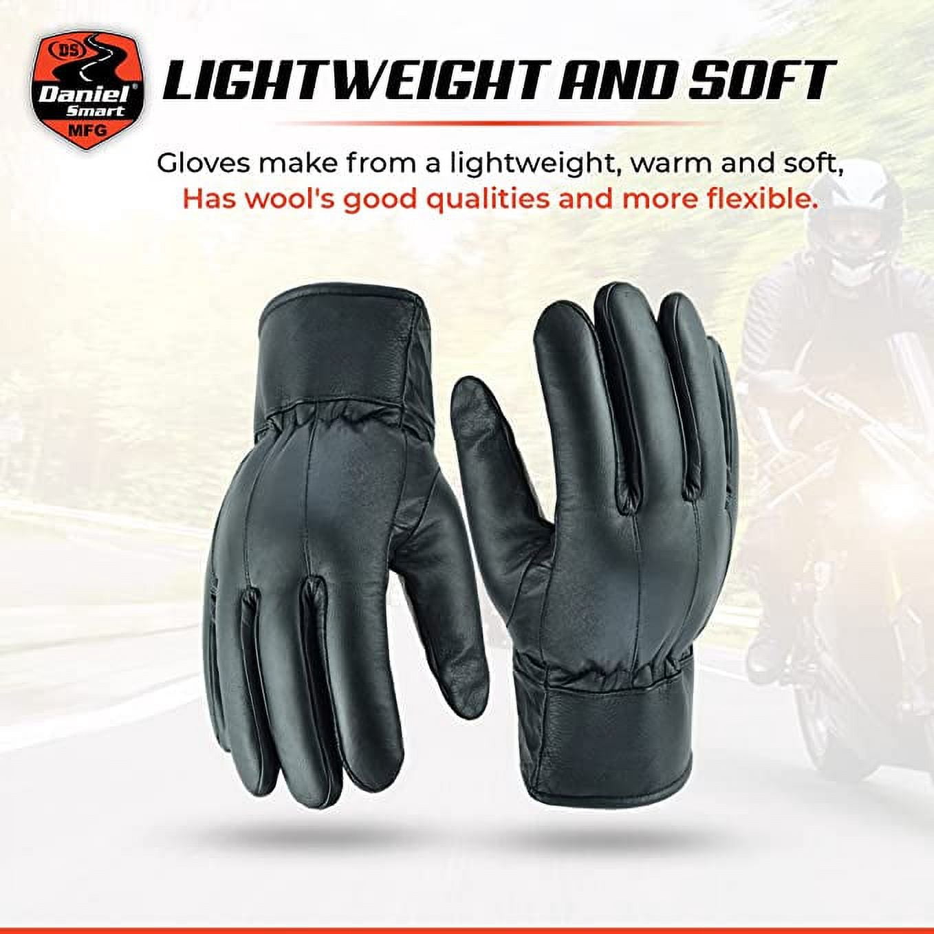 DS Daniel Smart Durable 3XL, Black Cowhide Leather Motorcycle Gloves
