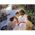thumbnail image 1 of Cuadro Decorativo - Cristo y los niños Jr Impresión en canvas, estrechado., 1 of 2