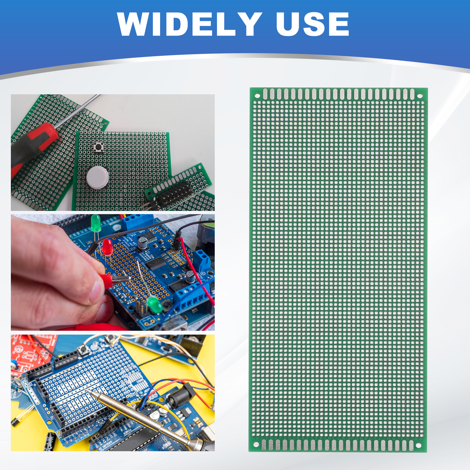 Uxcell 3Pcs Breadboard Solderable 220mm x 100mm Green Circuit PCB Board Double Sided Tin-Plated PCB Prototype Board for Electronics Prototyping, DIY Circuits Projects