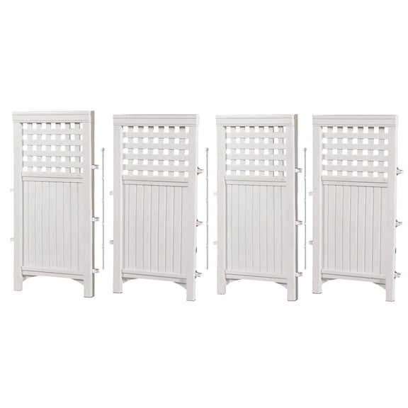 Suncast FS4423D Outdoor Patio 4 Panel Screen Enclosure Gated Fence, Plastic, White, 44 in H x 24 in D