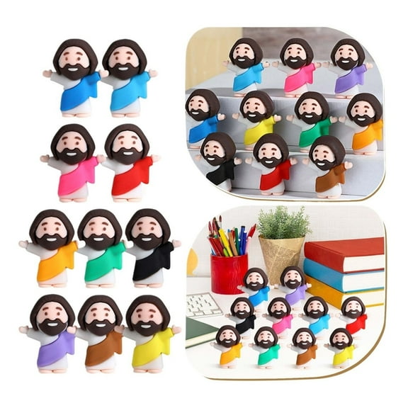 MAE 10 Pcs Little Jesus Figures Original Design Mini Rubber Jesus Toys to Hide and Seek Religious Party Favors Sunday School Baptism Gifts