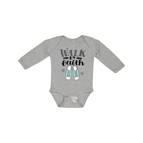 Inktastic Walk by Faith Quote Boys or Girls Long Sleeve Baby Bodysuit
