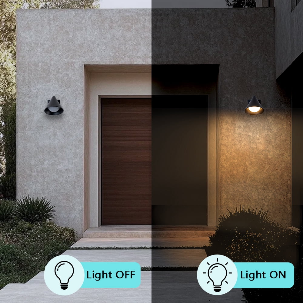 Dark Sky Mate Black Outdoor Led Wall Sconces Set of 2,6W Warm white