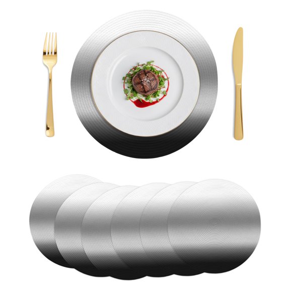 Round Placemats Abstract Black White Gradient 15 inch Set of 6 Table Mats for Dining Table Modern Dark Midnight Heat Resistant Non-Slip Kitchen & Home Decorative Place Mat Set