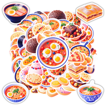Cute Food Stationery Stickers Delicious Teacher Reward Stickers Asian Cuisine DIY Stickers for Phone Laptop Suitcase