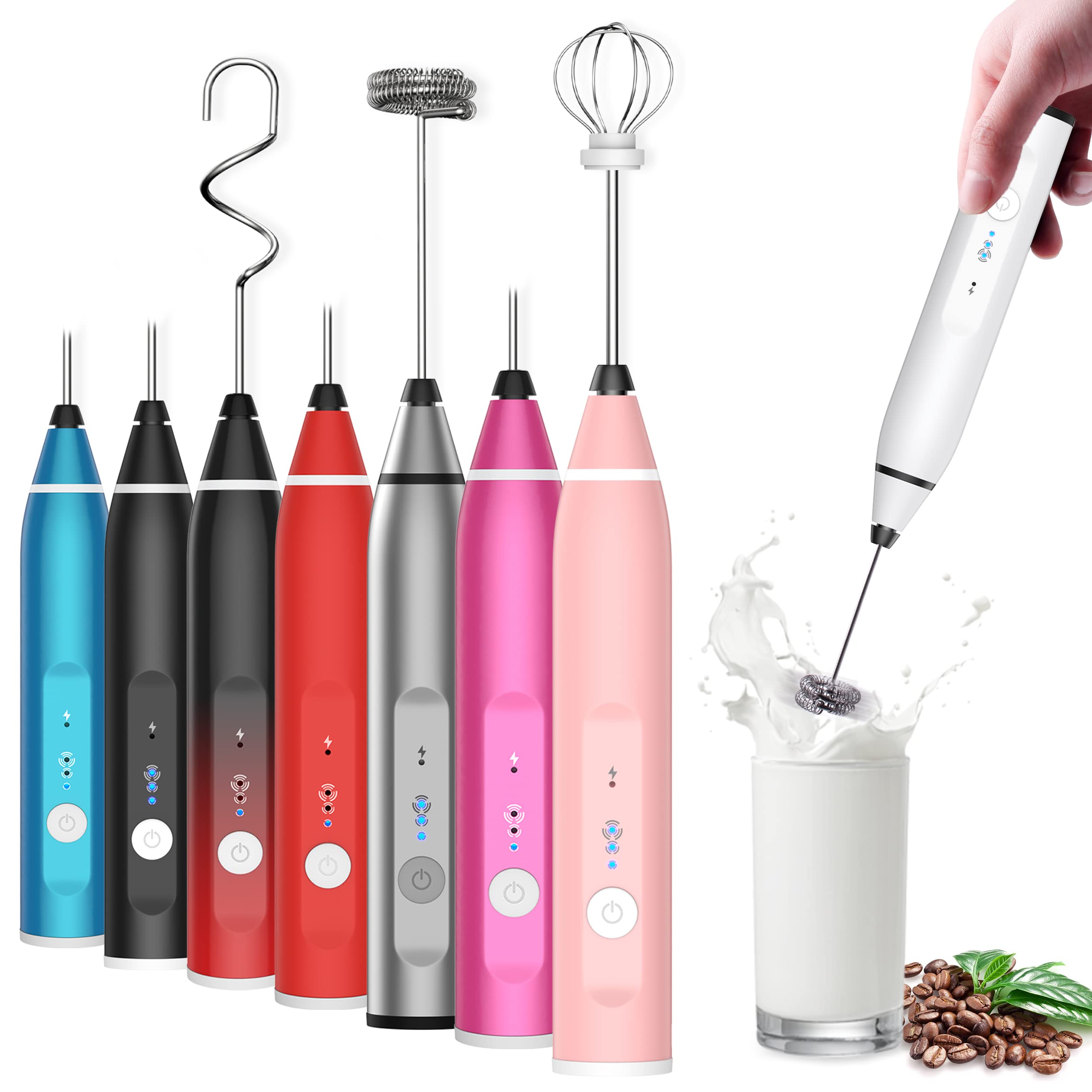 Milk Frother Rechargeable Handheld Electric Whisk Coffee Frother Mixer