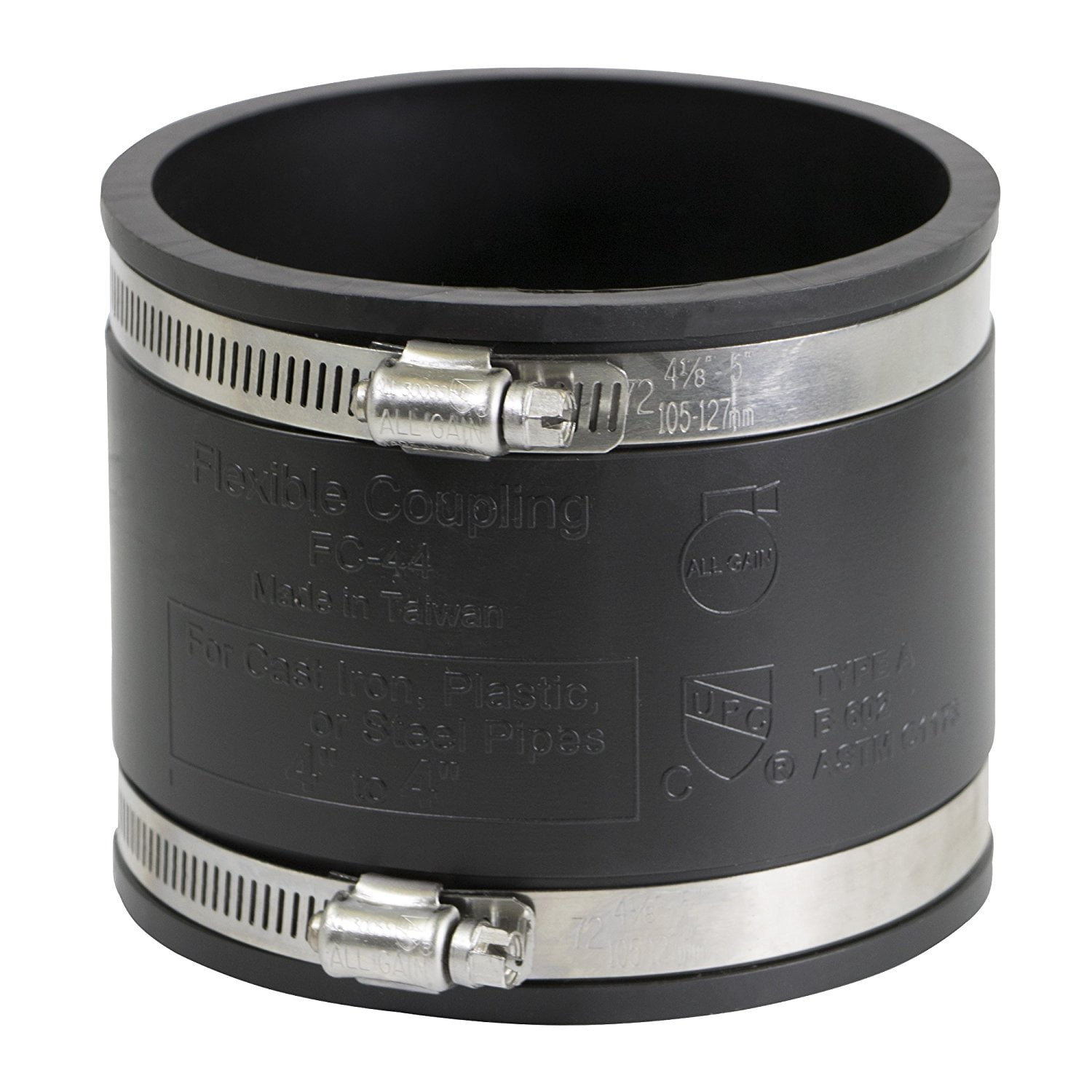 4 in. PVC Flexible Coupling with Stainless Steel clamps