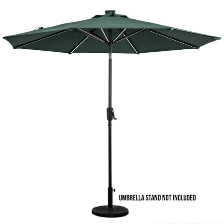 Sun Ray - 9' Round Next Gen Solar Lighted Umbrella - Grey