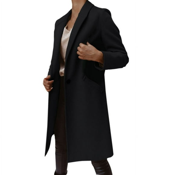 Clearance!Bunenne Lightweight Jacket Women Plus Size Tops for Women Fashion Fall Coat Wool Trench Coat Long Thick Overcoat Coats Dress Coats for Winter Coats for Women Black 3Xl