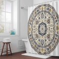 thumbnail image 5 of Bohemian Yellow Blue Flowers Fabric Shower Curtain Vintage Ethnic Style Washable Shower Curtains for Bathroom, Waterproof Bath Curtain with Hooks Home Decor 72x84in, 5 of 8