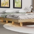 thumbnail image 4 of Pouseayar King Size Floating Bed Frame with LED Lights, Low Profile Platform Bed, Natural, 4 of 8