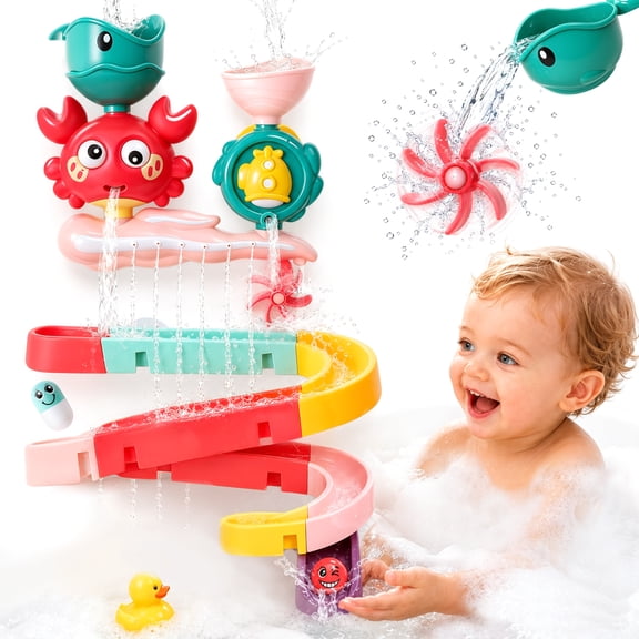 FVLOENG Baby Bath Toy,Water Slide Toys for Kids Toddlers 1-3 Age-Bathing Tub Toy 1 2 3 Year Old Girl Boy,Preschool Born Baby Bathing Tub Infant Toys,Durable Interactive Multicolor Infant Toy