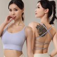 thumbnail image 3 of Sujetador deportivo con tirantes finos y espalda cruzada, de secado rápido, a prueba de golpes, gran espalda, ropa interior de yoga sin espalda, almohadilla de pecho extraíble, sujetador de fitness, 3 of 6