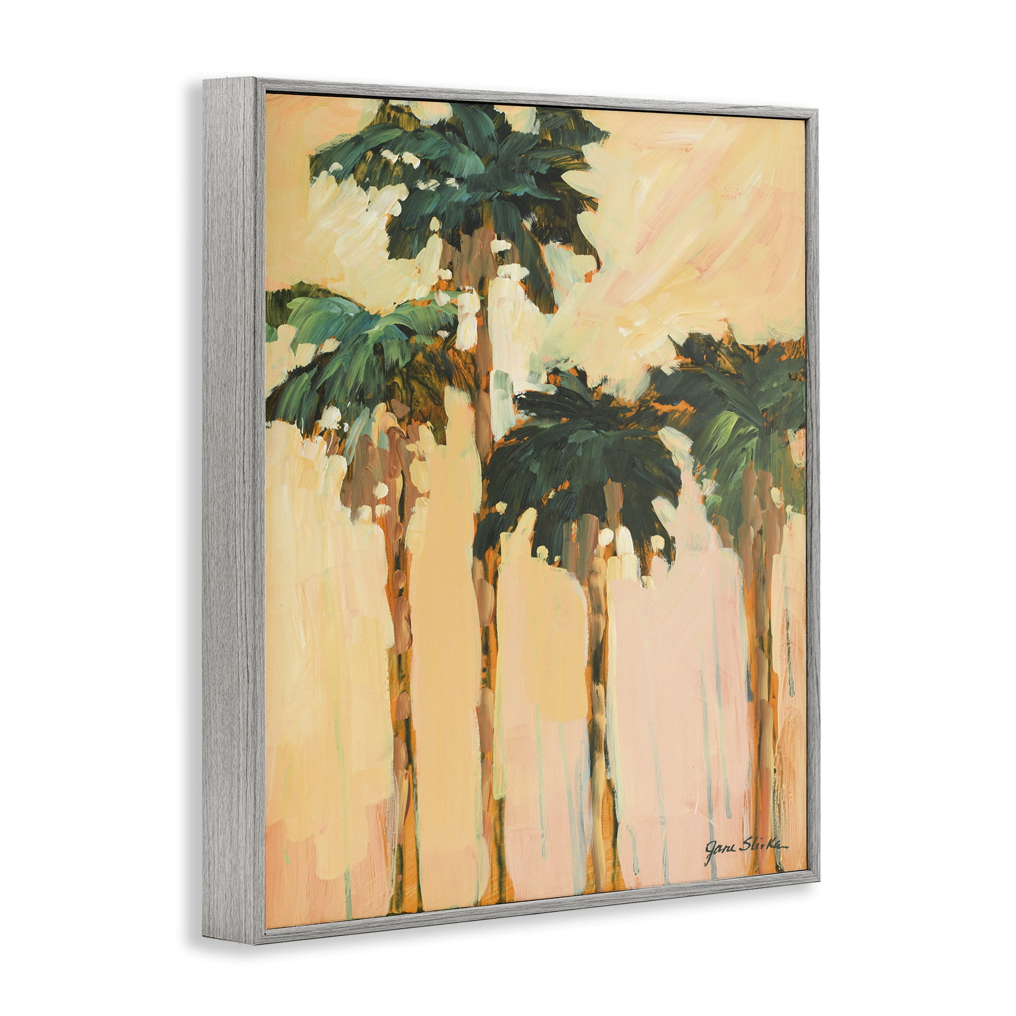 Stupell Industries Shady Palms Impression Coastal Painting Gray Framed Art Print Wall Art, 24 x 30