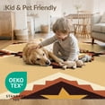 thumbnail image 4 of ODIKA 9'x12' Washable Area Rug Low Pile, Flatwoven, Farmhouse Interlocking Diamonds Southwestern Stepped Border Arae for Great Room, Indoor Concept, Large Living, 4 of 7