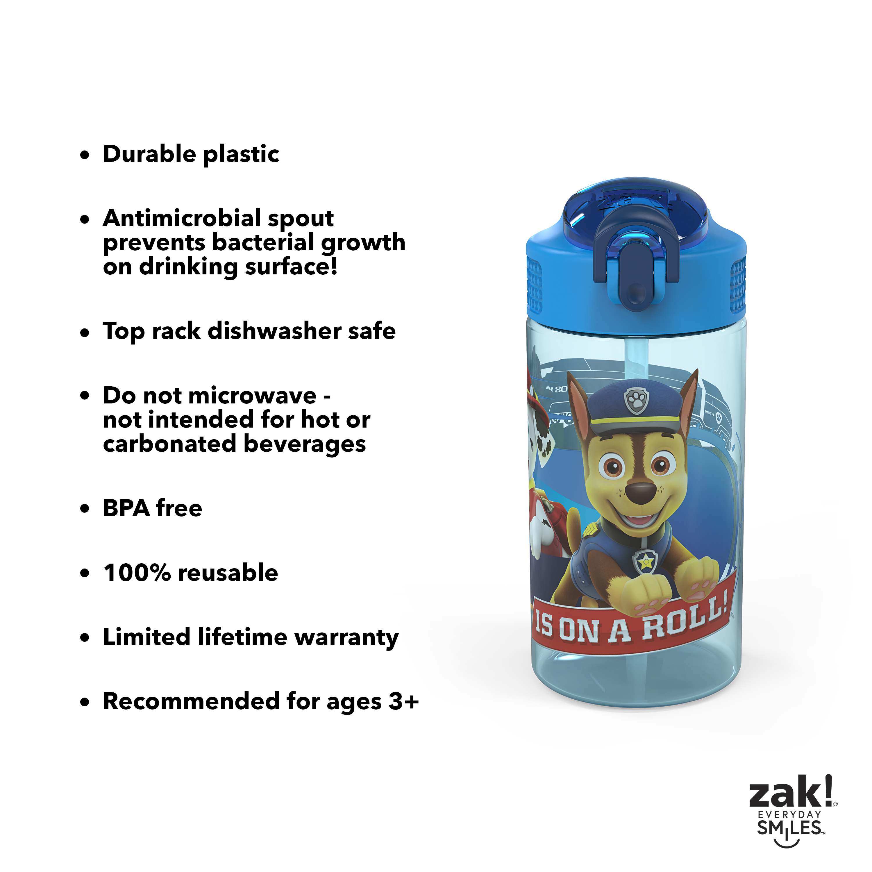 Paw Patrol Antimicrobial 16oz Park Straw Bottle - image 3 of 9