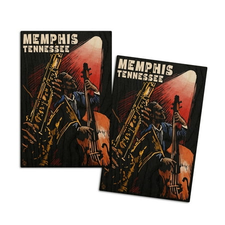 

Memphis Tennesse Jazz Scene Scratchboard (4x6 Birch Wood Postcards 2-Pack Stationary Rustic Home Wall Decor)