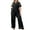 Black, variant on Jamicy Women Sleepwear Pajamas Set Gift for Women Women Pajamas Set Plus Size Soft Short Sleeve Pjs Tops with Long Pants Button-Down Sleepwear Nightwear Loungewear