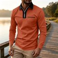 thumbnail image 6 of GrmtClth Polo Shirts for Men Quarter Zip Lapel Long Sleeve Slim Fit Stylish Daily Business Casual Golf Tops Orange 3XL, 6 of 9