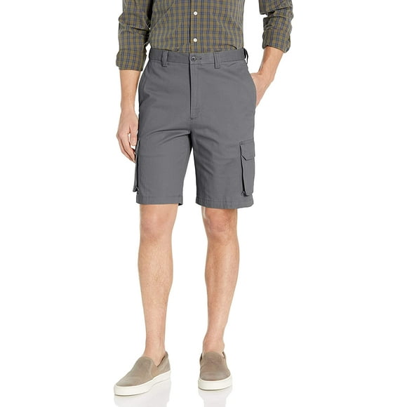 Men's Plain Front Cargo Canvas Short, Grey, 42W