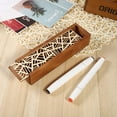 thumbnail image 2 of Wooden Pencil Case Box Desktop Stationery Storage Organiser School (#4 Geometric Patch Type), 2 of 2