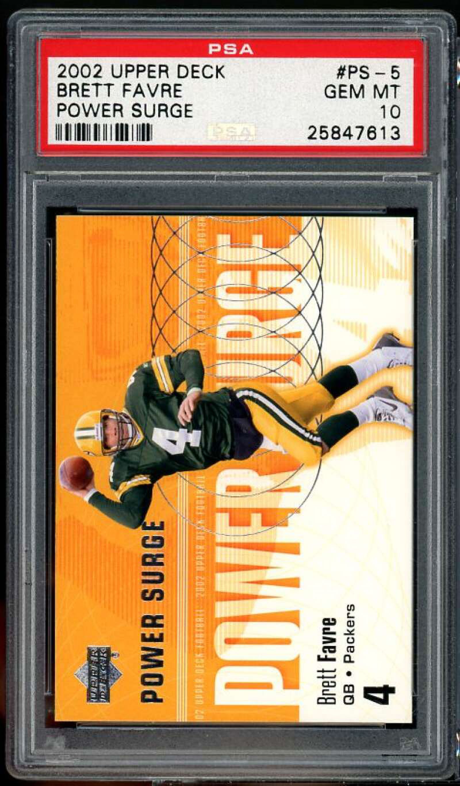 Brett Favre Card 2002 Upper Deck Power Surge #PS-5 PSA 10