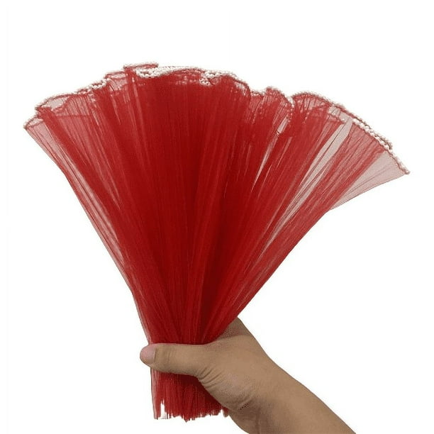 Xiao Hua Papel de embalaje con borde de perla, material de ramo de hilo ondulado plegado, malla de flores para envolver flores, arte floral, 4 metros de largo (rojo)