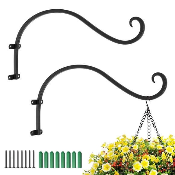 Lewondr Wall Hanging Plant Brackets, 2 Pack 12 Inch Retro Iron Metal Plant Hooks, Hanging Baskets Plant Hangers Outdoor Indoor, Sh