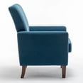 thumbnail image 4 of Sillón de mezcla de poliéster con patrones, marco de madera de abedul sólido con piernas cónicas marrones, silla de acento acolchada de espuma con detalle de adorno para la oficina de la sala de estar, 4 of 5