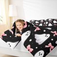 thumbnail image 3 of Feelyou Halloween Bow Skull Twin Bedding, Cartoon Ghost Star Bedding Comforter Set, Black, Black Reversible, 7-Piece, 3 of 7