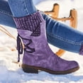 thumbnail image 3 of Eoperou Women Winter Faux Leather Yarn Middle Tube Boots Lace-up Low Heel Bootie Shoes, 3 of 8