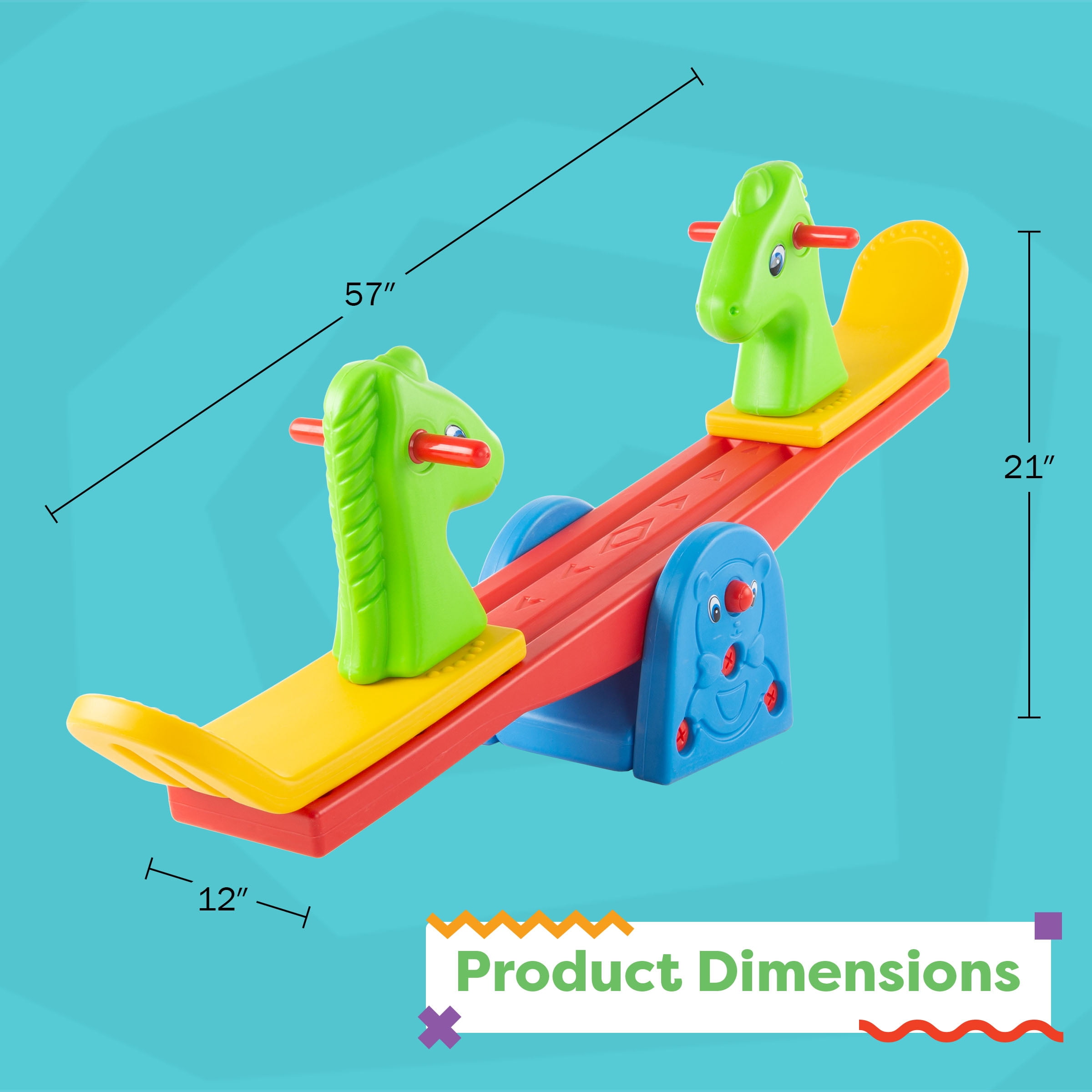 Hey Play Teeter Totter with Easy-Grip Handles - Indoor or Outdoor See Saw