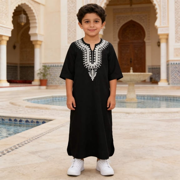 Boys African Dashiki Shirt Classic Loose Fit Casual Top Traditional Gown for Children Short Sleeve Shirt for Boys Tees Kids Tshirts Clothes Summer Tops T-Shirt