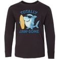 thumbnail image 3 of Inktastic Totally Jaw-some Shark with Surfboard and Goggles Long Sleeve Youth T-Shirt, 3 of 5