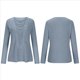 thumbnail image 2 of Camiseta de Mujer con Encaje de Piña y Costuras, Color Liso, Larga, Cuello Redondo, Informal. Azul M, 2 of 7