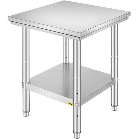 

VEVORbrand Stainless Steel Work Table 24 x 24 x 32 inch Commercial Kitchen Prep & Work Table Heavy Duty Prep Worktable Metal Work Table with Adjustable Feet for Restaurant Home and Hotel