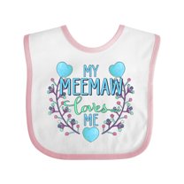 Inktastic My Meemaw Loves Me with Flowers and Hearts Boys or Girls Baby Bib