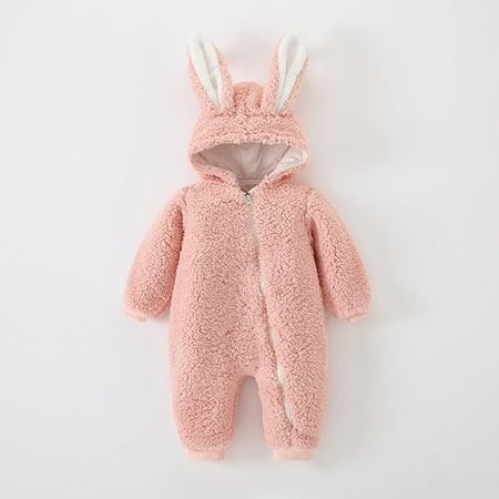 

Kids Clothes Clearance Under $5 LAWOR Toddler Kids Boy Girls Color Plush Cute Rabbit Ears Winter Thick Jumpsuit Romper Pink 12-18 Months