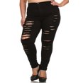 thumbnail image 2 of Jack David Womens Plus Size Stretch Distressed Ripped Skinny Black Denim Jeans Pants (L0023XL), 2 of 5