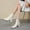 White, variant on BXJX Womens Ankle Booties, Block Heel Fashion Non Slip Zipper Womens Fall Shose White Size 5.5-9