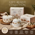 thumbnail image 3 of CAROTE 2.11 QT Cast Iron Bread Oven with Lid, Round Dutch Oven for Bread Baking, Cream White with Bakery Design, 3 of 9