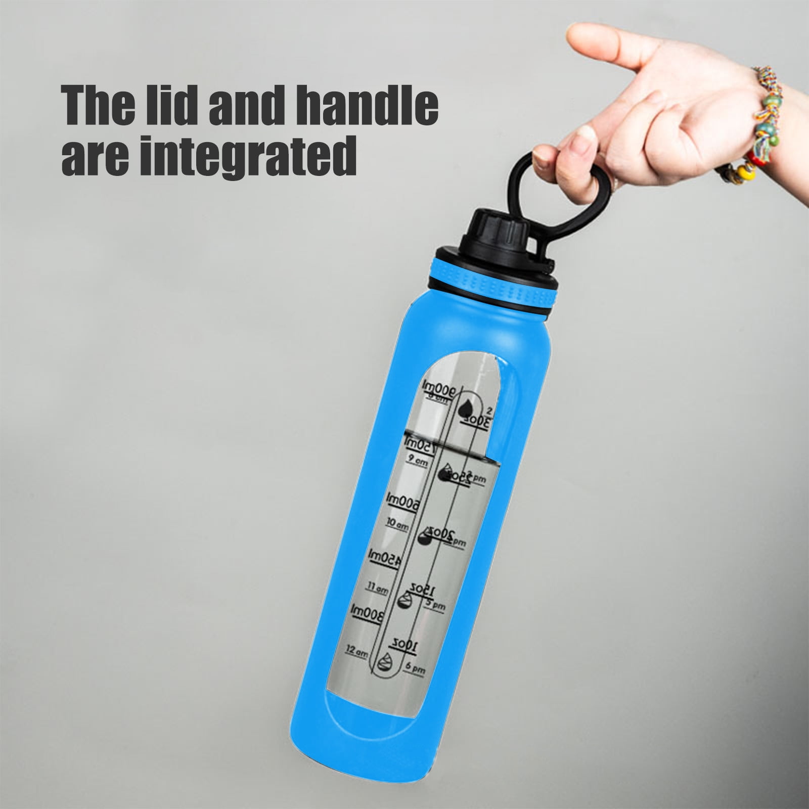 HCBY Glass Water Bottle, 32oz Large Capacity Bottle, Leakproof Sports Water Bottle, BPA-Free Insulated Drinking Bottle